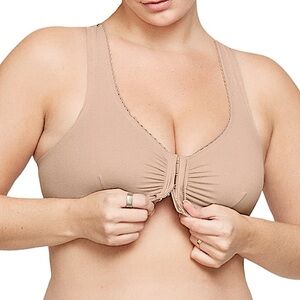 - Glamorise 34D/E/F Cotton Front Close T-Back Comfort Nude Bra! NEW!